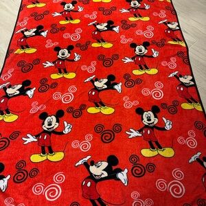 Disney Mickey Mouse Red Plush Throw Blanket  60 x 90